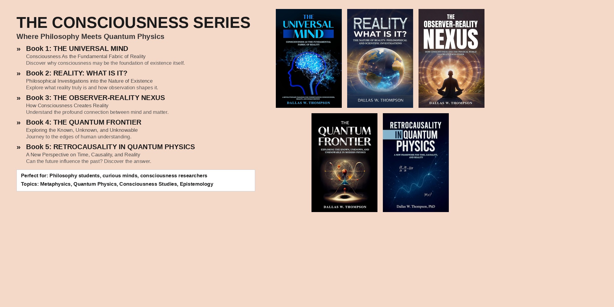 Philosophy Series - The Universal Mind, Reality: What Is It?, Observer-Reality Nexus, Quantum Frontier, Retrocausality